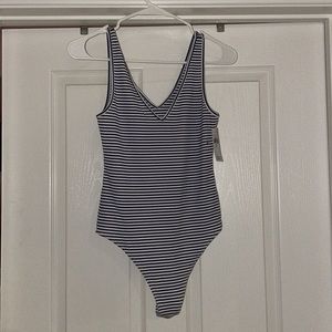 American Eagle, navy and white striped body suit. Size small. NWT